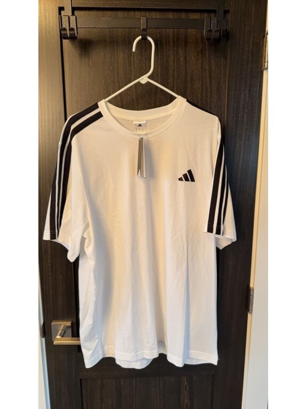 Adidas White T-Shirt with Black Stripes #0008